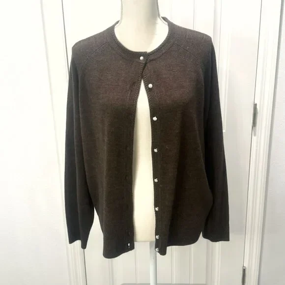 Mercer Street Studio Women's Sweater Cardigan Button Down Size Large Brown - Picture 2 of 11